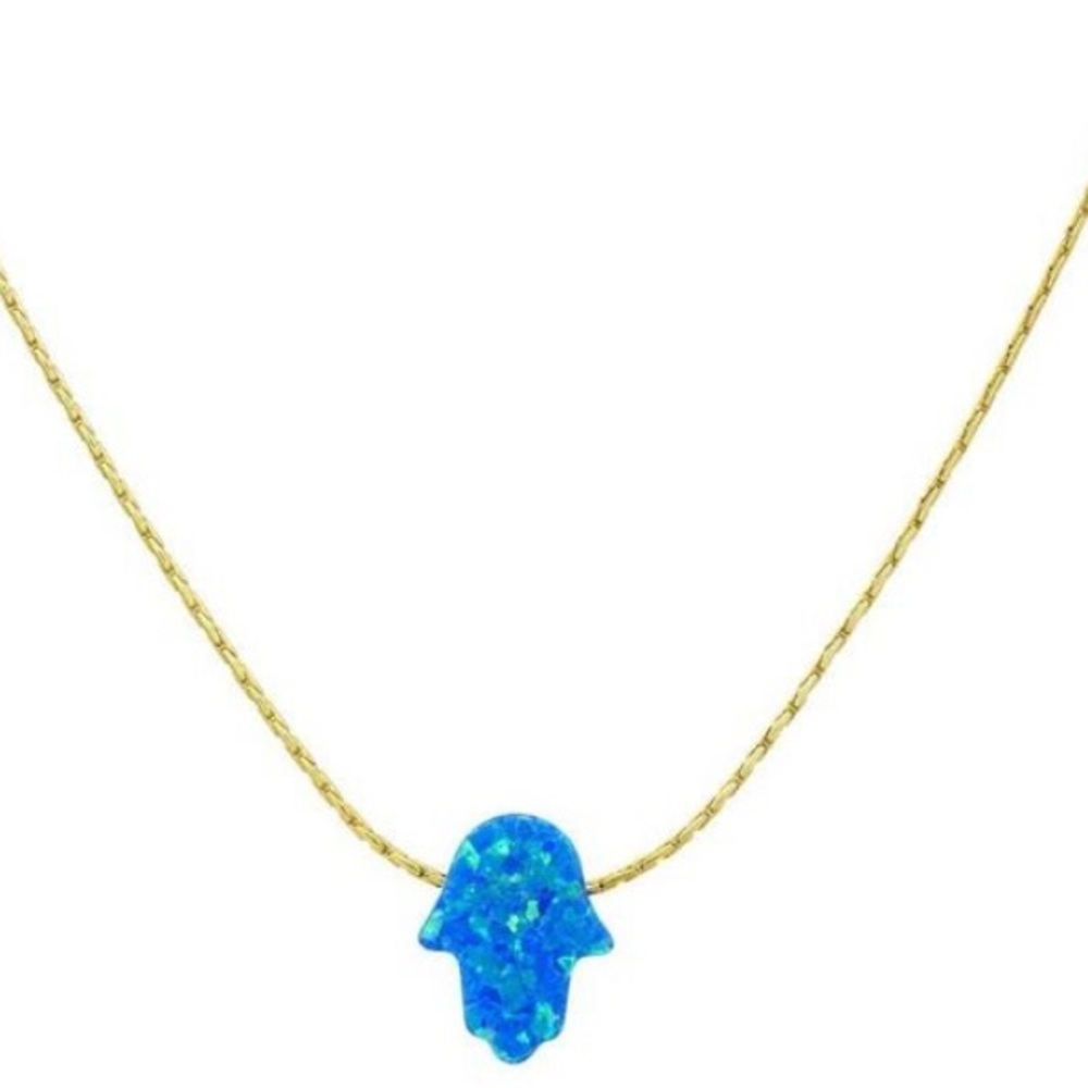 Gold chain with opalescent  hand of Protection